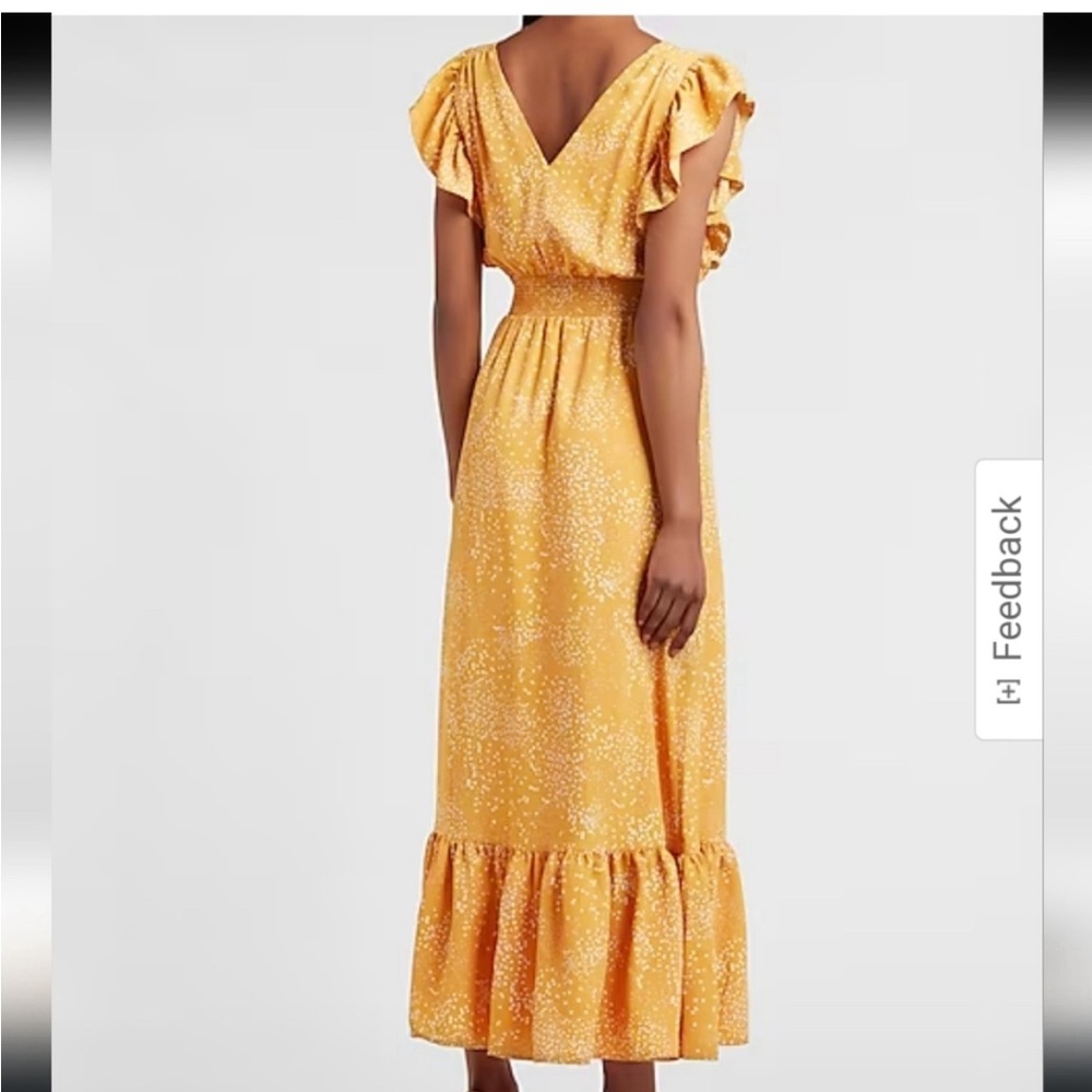 Express yellow ruffle sleeve dress sz L